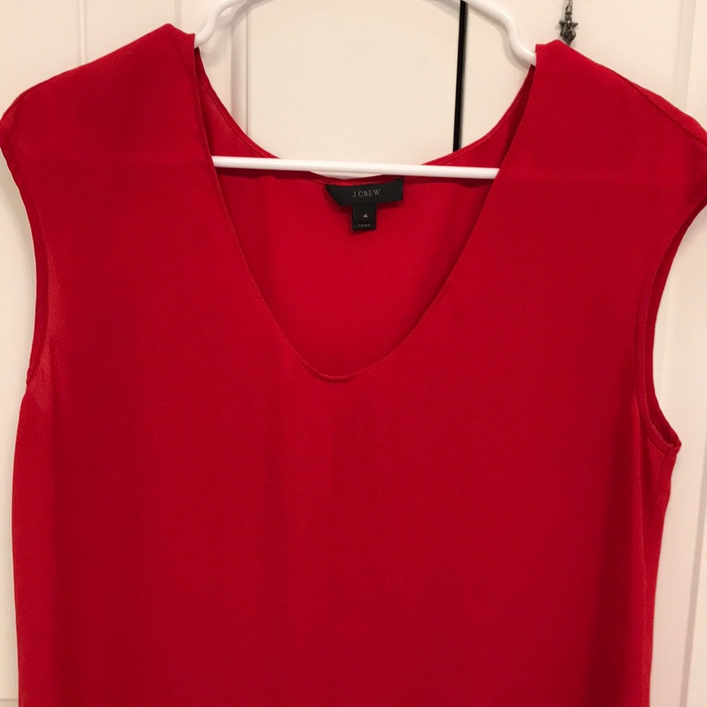 J Crew Red Sleeveless Blouse